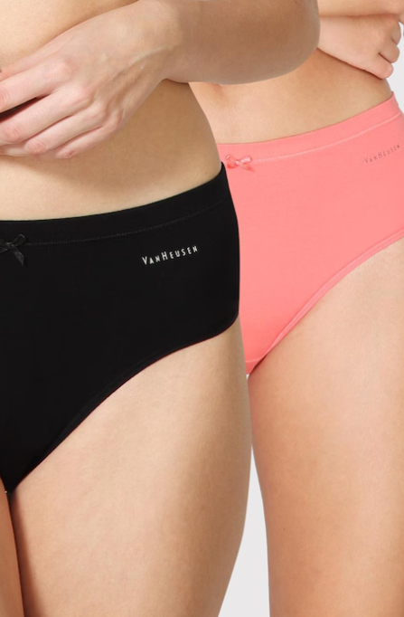 Van Heusen Women Assorted Solid Anti Bacterial Full Coverage Hipster Panty (Pack of 2)