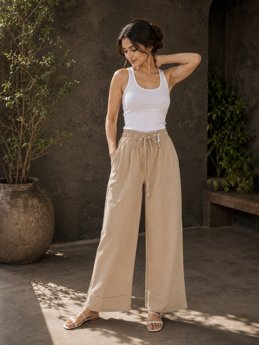 Linen Ease Wide-Leg Trousers