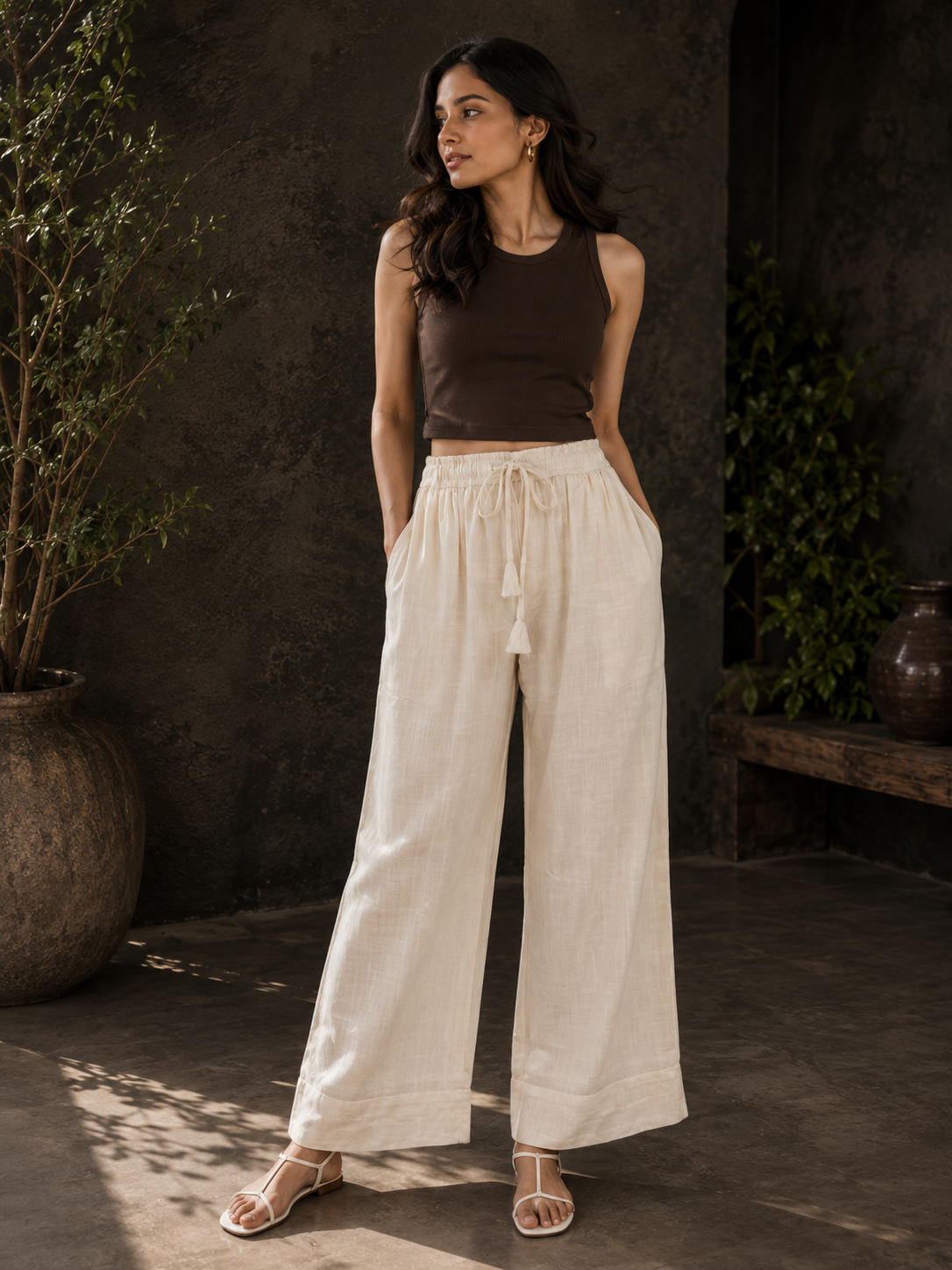Linen Ease Wide-Leg Trousers