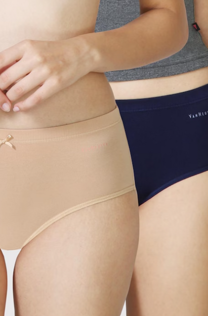 Van Heusen Women Assorted  Solid Anti Bacterial Full Coverage Hipster Panty (Pack of 2)