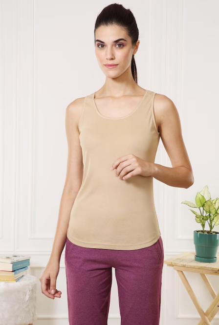Van Heusen Women Black Solid Anti Bacterial Colour Fresh Tank Top
