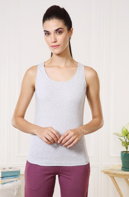 Van Heusen Women Black Solid Anti Bacterial Colour Fresh Tank Top