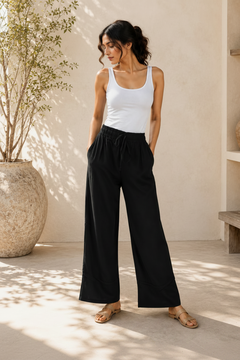 Linen Ease Wide-Leg Trousers