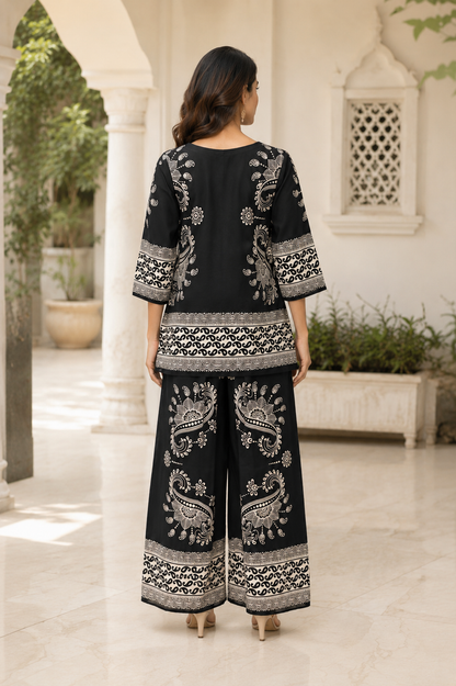 Women's Black Printed Co-Ord Set