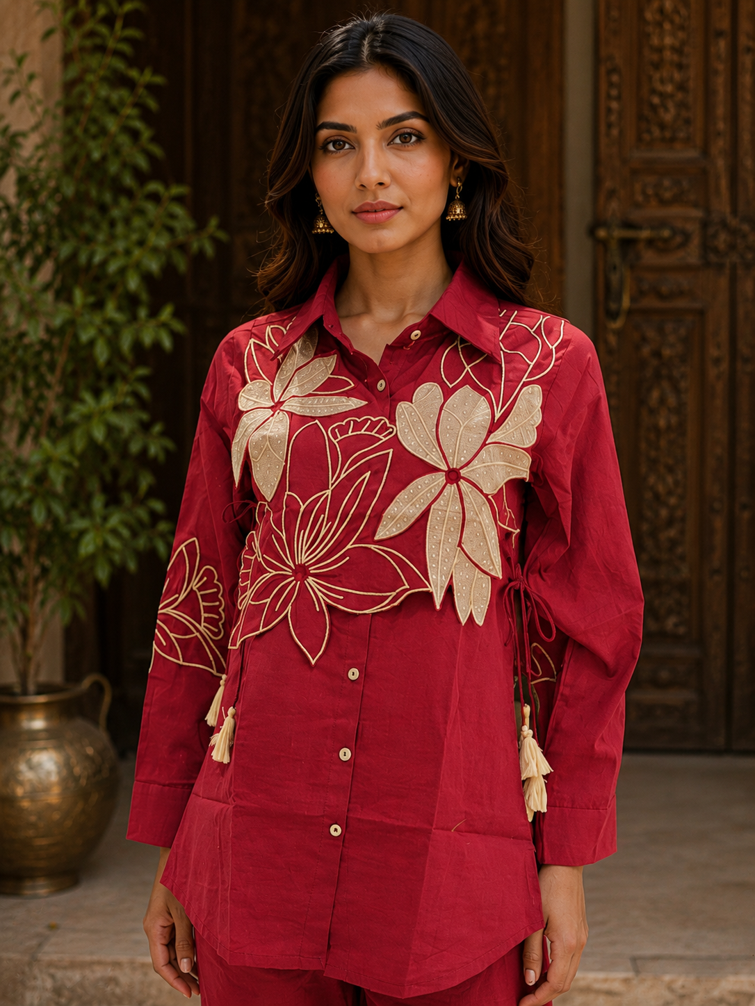 Elegant Embroidered Jaipur Cotton Co-Ord Set with Jacket