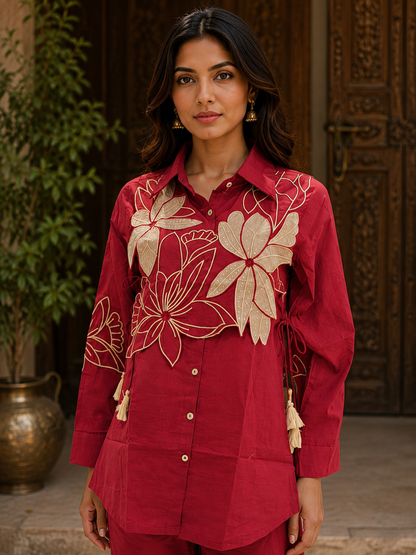 Elegant Embroidered Jaipur Cotton Co-Ord Set with Jacket